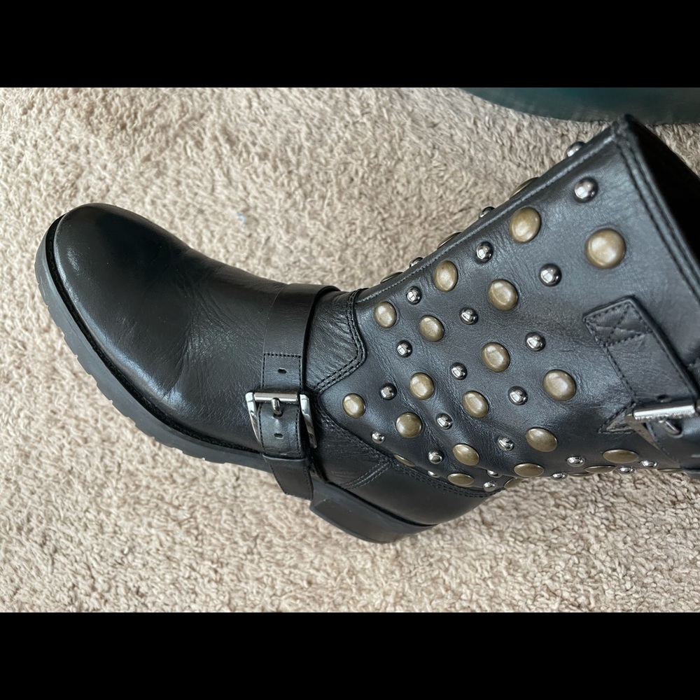 Michael Kors Black Leather Studded Moto Boots - size: 7 - Picture 5 of 10